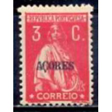 AÇO0162NA-SELO CERES DENTEAÇÃO 12 X 11,5, 3C VERMELHO - AÇORES - 1912/25 - N