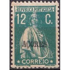 AÇO0174NA-SELO CERES DENTEAÇÃO 12 X 11,5, 12C VERDE - AÇORES - 1912/25 - N