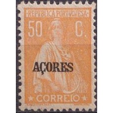 AÇO0186NA-SELO CERES DENTEAÇÃO 12 X 11,5, 50C AMARELO - AÇORES - 1912/25 - N