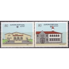 AÇO0400MS-SE-TENANT SÉRIE EUROPA - EDIFÍCIOS POSTAIS - DO BLOCO - 2ª POSIÇÃO - AÇORES - 1990 - MINT