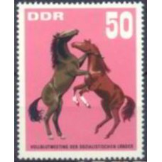 ALO1002N-SELO EXPOSIÇÃO DE CAVALOS DE CORRIDA DOS PAÍSES SOCIALISTAS, 50P - ALEMANHA ORIENTAL - 1967 - N