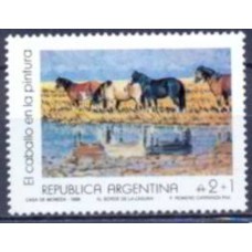 ARG1642N-SELO CAVALO NA PINTURA, À BEIRA DO LAGO - ARGENTINA - 1988 - N