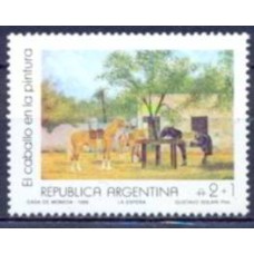 ARG1644M-SELO CAVALO NA PINTURA, A ESPERA - ARGENTINA - 1988 - MINT