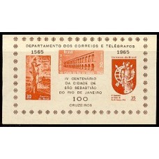BL0016N-BLOCO 4º CENTENÁRIO DO RIO DE JANEIRO, 100 CR$ - 1965 - N