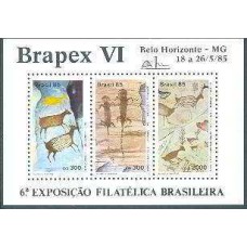 BL0069M-BLOCO 6ª EXPOSIÇÃO FILATÉLICA BRAPEX VI - PINTURAS RUPESTRES - 85 - MINT