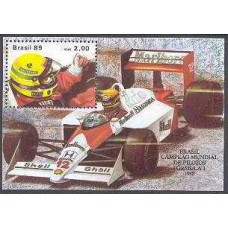 BL0079M-BLOCO AYRTON SENNA DA SILVA CAMPEÃO MUNDIAL DE PILOTOS DE FÓRMULA 1 - 1989 - MINT