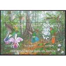 BL0088M-BLOCO VIII EXPOSIÇÃO FILATÉLICA BRASILEIRA BRAPEX 91 - PRESERVAÇÃO DA MATA ATLÂNTICA - BEIJA-FLORES - 91 - MINT