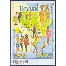 BL0110M-BLOCO COMEMORAÇÃO DO 5º CENTENÁRIO DO DESCOBRIMENTO DO BRASIL - PRÓ LUBRAPEX 2000 - 1999 - MINT