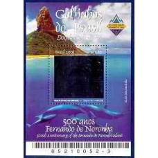 BL0133M-BLOCO GOLFINHOS DO BRASIL - 500 ANOS DE FERNANDO DE NORONHA - 2003 - MINT - COM HOLOGRAFIA