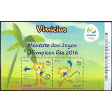 BL0187M-BLOCO MASCOTE DOS JOGOS OLÍMPICOS RIO 2016 - VINÍCIUS - 2015 - MINT