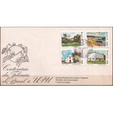 FD0119.04-FDC CENTENÁRIO DA FILIAÇÃO DO BRASIL À UPU - 1977 - CPD SANTA CATARINA - MÍNIMA FERRUGEM NO VERSO