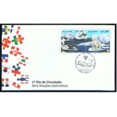 FD0722A.01-FDC RELAÇÕES DIPLOMÁTICAS CHILE - ANO POLAR INTERNACIONAL - PROTEÇÃO DOS PÓLOS E DAS GELEIRAS, SÉRIE - 2009 - CBC BRASÍLIA