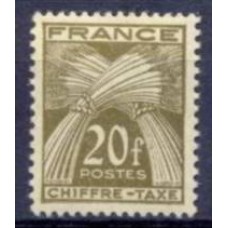 FRAX077M-SELO TAXA GERBES, 20F - FRANÇA - 1943/46 - MINT