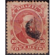 IM0023U.08-SELO DOM PEDRO II DENTEADO, 10 RÉIS VERMELHO - 1866 - U
