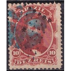 IM0023U.11-SELO DOM PEDRO II DENTEADO, 10 RÉIS VERMELHO - 1866 - U