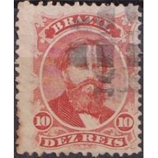 IM0023U.12-SELO DOM PEDRO II DENTEADO, 10 RÉIS VERMELHO - 1866 - U