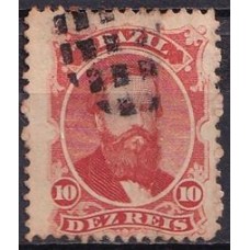 IM0023U.14-SELO DOM PEDRO II DENTEADO, 10 RÉIS VERMELHO - 1866 - U