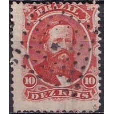 IM0023U.15-SELO DOM PEDRO II DENTEADO, 10 RÉIS VERMELHO - 1866 - U