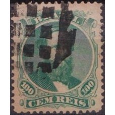 IM0027U.14-SELO DOM PEDRO II DENTEADO, 100 RÉIS - 1866 - U