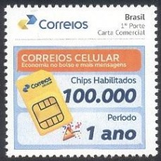 PB0083M-SELO PERSONALIZADO CORREIOS CELULAR/100.000 CHIPS HABILITADOS, GOMADO - 18 - MINT