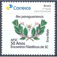 PB0121M-SELO PERSONALIZADO 50 ANOS ENCONTROS FILATÉLICOS DE SC - ERVA MATE, GOMADO - 2019 - MINT