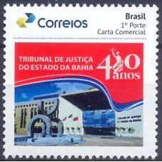 PB0150M-SELO PERSONALIZADO 410 ANOS DO TRIBUNAL DE JUSTIÇA DO ESTADO DA BAHIA, GOMADO - 2020 - MINT