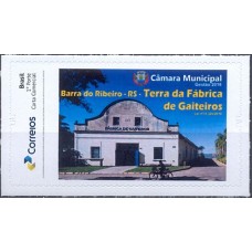 PB0151M-SELO PERSONALIZADO BARRA DO RIBEIRO/RS - TERRA DA FÁBRICA DE GAITEIROS, AUTOADESIVO - 2020 - MINT