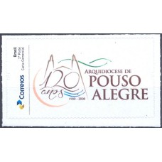 PB0155M-SELO PERSONALIZADO 120 ANOS DA ARQUIDIOCESE DE POUSO ALEGRE/MG, AUTOADESIVO - 2020 - MINT