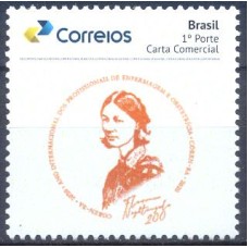 PB0159M-SELO PERSONALIZADO BICENTENÁRIO DO NASCIMENTO DE FLORENCE NIGHTINGALE E ANO INTERNACIONAL DOS PROFISSIONAIS DE ENFERMAGEM E OBSTETRÍCIA, GOMADO - 2020 - MINT