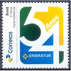 PB0181M-SELO PERSONALIZADO EMBRATUR 54 ANOS, GOMADO - 2020 - MINT