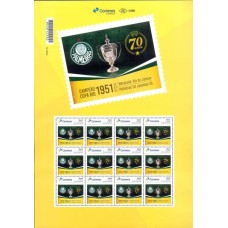 PB0192MF-FOLHA PERSONALIZADO PALMEIRAS 70 ANOS DO MUNDIAL DE 1951, GOMADO - 2021 - MINT