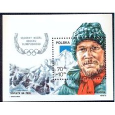 POLB116M-BLOCO ALPINISTA JERZY KUKUCZKA - POLÔNIA - 1988 - MINT