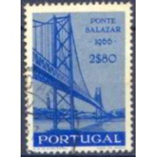 POR0991U-SELO INAUGURAÇÃO DA PONTE SALAZAR, 2,80E - PORTUGAL - 1966 - U