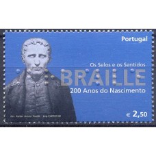 POR3437M-SELO OS SELOS E OS SENTIDOS - 200 ANOS DO NASCIMENTO DE BRAILLE (DO BLOCO) - PORTUGAL - 2009 - MINT
