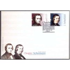 PORF3457-FDC SÉRIE BICENTENÁRIO DO NASCIMENTO DE CHOPIN E SCHUMANN - PORTUGAL - 2010