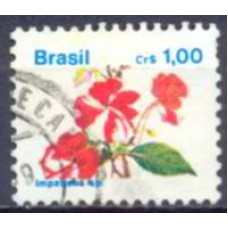 RE0676U-SELO FLORA BRASILEIRA PADRÃO CRUZEIRO, 1,00 - 1990 - U