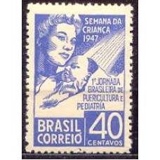 SB0234N-SELO SEMANA DA CRIANÇA E 1ª JORNADA BRASILEIRA DE PUERICULTURA E PEDIATRIA - 1947 - N