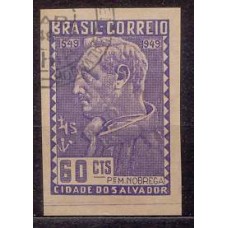 SB0245U-SELO 4º CENTENÁRIO DA FUNDAÇÃO DE SALVADOR E DA INSTALAÇÃO DO GOVERNO GERAL DO BRASIL, 60 CTS - 1949 - U