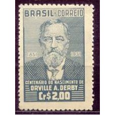 SB0266N-SELO CENTENÁRIO DE NASCIMENTO DO GEÓLOGO ORVILLE ADALBERT DERBY - 1951 - N