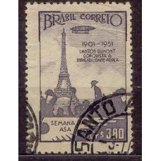 SB0271U-SELO CINQUENTENÁRIO DA PROVA DE DIRIGIBILIDADE POR SANTOS DUMONT E SEMANA DA ASA, CR$ 3,80 - 1951 - U