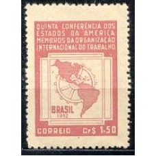 SB0276M-SELO 5ª CONFERÊNCIA DOS ESTADOS AMERICANOS MEMBROS DA ORGANIZAÇÃO INTERNACIONAL DO TRABALHO - 1953 - MINT