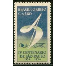 SB0295M-SELO PROPAGANDA DO 4º CENTENÁRIO DE SÃO PAULO, CR$ 5,80 - 1953 - MINT