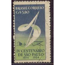 SB0295U-SELO PROPAGANDA DO 4º CENTENÁRIO DE SÃO PAULO, CR$ 5,80 - 1953 - U