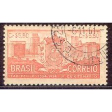 SB0332U-SELO 4º CENTENÁRIO DE SÃO PAULO/SP, CR$ 5,80 PAPEL TINTADO - 1954 - U