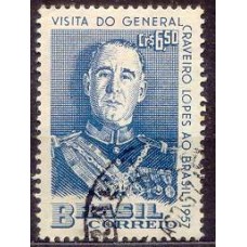 SB0389U-SELO VISITA DO PRESIDENTE DE PORTUGAL GENERAL CRAVEIRO LOPES - 1957 - U