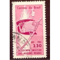 SB0460U-SELO 150 ANOS DA ACADEMIA MILITAR DAS AGULHAS NEGRAS, SABRE E CHAPÉU - 1961 - U