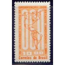 SB0490M-SELO 15° ANIVERSÁRIO DA CARTA DA OEA - ORGANIZAÇÃO DOS ESTADOS AMERICANOS - 1963 - MINT