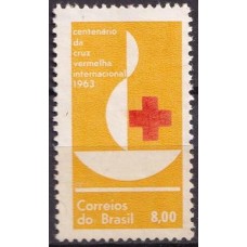 SB0493NA-SELO CENTENÁRIO DA CRUZ VERMELHA INTERNACIONAL - 1963 - N - VARIEDADE NÃO CATALOGADA: CRUZ DESLOCADA PARA A ESQUERDA