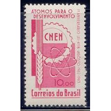 SB0495M-SELO ANIVERSÁRIO DA LEI 4118 - ÁTOMOS PARA O DESENVOLVIMENTO - 1963 - MINT