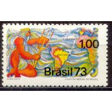 SB0779N-SELO INAUGURAÇÃO DO CABO SUBMARINO BRASIL/CANÁRIAS - BRACAN I - 1973 - N